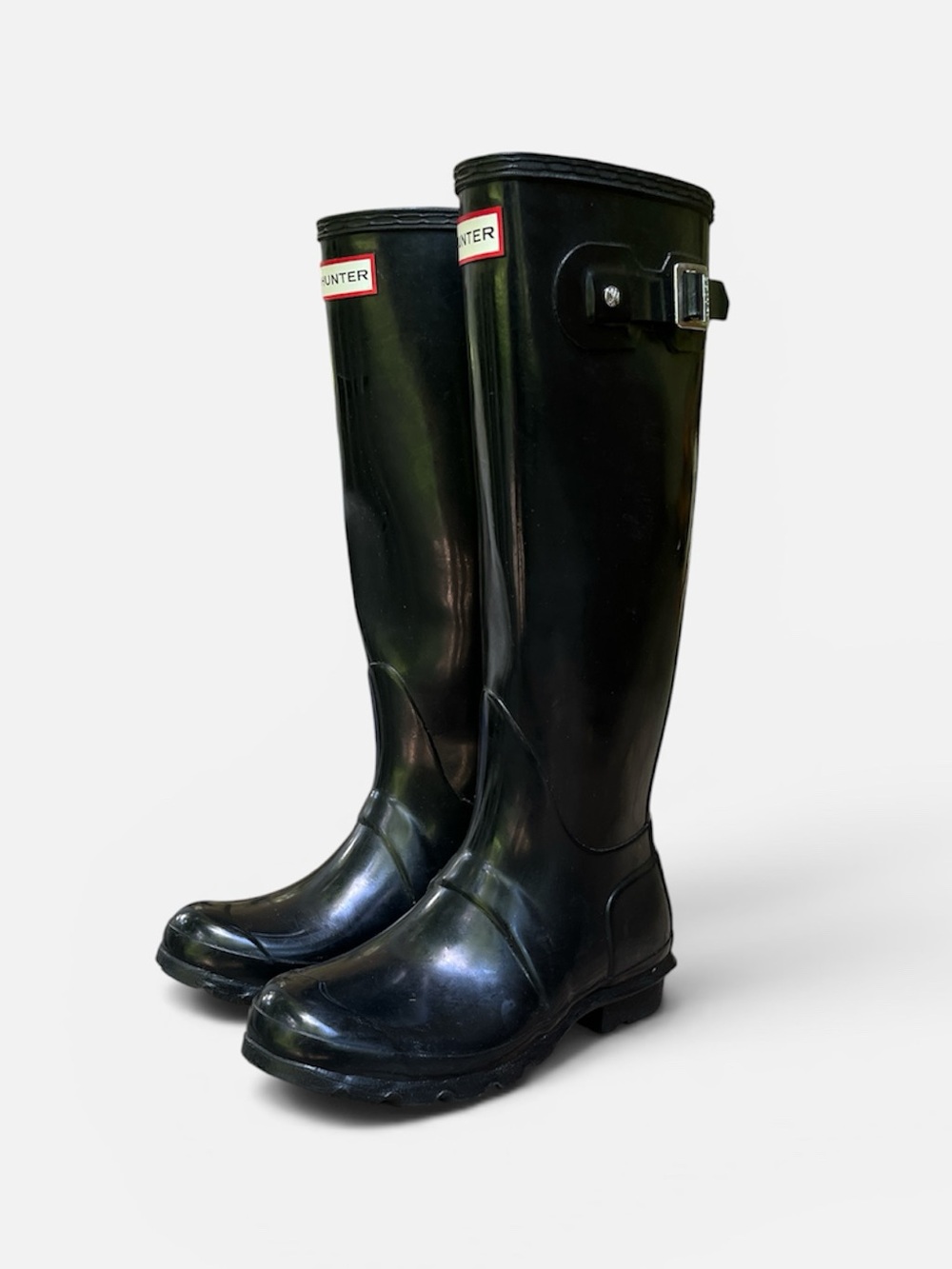 Hunter Original Tall Glossy Rain Boot in Black Women’s Size 6
